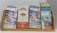 Lot of vintage gas station road maps in brochure