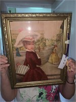 ANTIQUE LADY PRINT IN FRAME