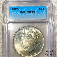 1925 Silver Peace Dollar ICG - MS66