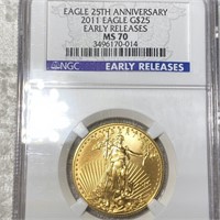 2011 $25 Gold Eagle NGC - MS70 1/2oz