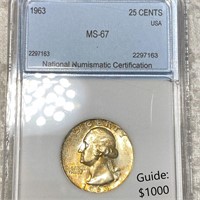 1963 Washington Silver Quarter NNC - MS67