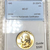 1945 Washington Silver Quarter NNC - MS67
