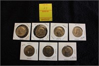 7 Kennedy half Dollars 71 72 73 74 76 77 79