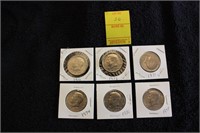 6 Kennedy Half Dollars 71 72 73 74 76 77