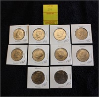 10 Kennedy Half Dollars 2-80 2-82 2-83 2-84 2-85