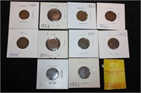 10 Indian Head pennies 1881-1895