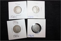 13 V nickels 1900-1912 worn but readable