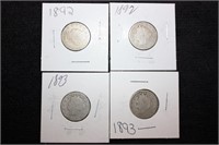 13 V nickels 1800's worn