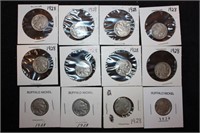 12 buffalo nickels 1928 worn