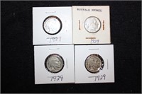 10 Buffalo nickels 1929 worn