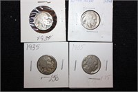 12 buffalo nickels 6-1934  6-1935 worn