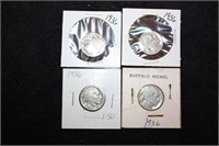12 Buffalo nickels 6-1936 6-1937