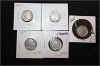 27 Buffalo nickels 1937