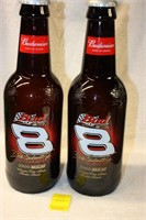 2 Dale Ernhardt Jr Nascar Budweiser glass bottles