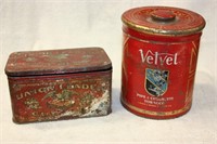 Union Leader and Velvet tobacco tins