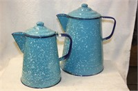 2 Blue Porcelain coffee pots