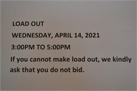 Load Out April 14, 3:00 to 5:00pm