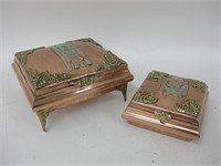 Pair Copper & Brass Trinket Boxes