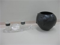 Vtg Margate Fish Inkwell & Ceramic Pot