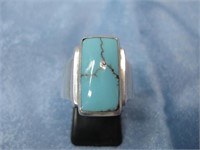 Sterling Silver & Turquoise Ring - Hallmarked