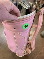 PINK GOLF BAG AND CLUBS