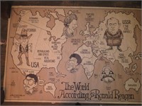 Vtg 1987 The World According to Ronald Reagan Map
