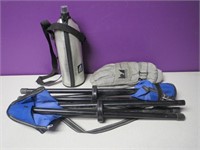 2 Folding Camp Chairs, Gloves, Water Bottle Holder