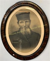 Antique oval framed photo, man, Photo encadrée