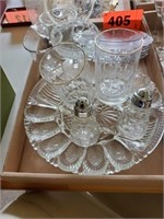 MISC. GLASS PCS. DEVILED EGG PLATE-CUPS-