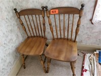 2 WOOD DINING CHAIRS- 1 NEEDS BACK REPAIRED