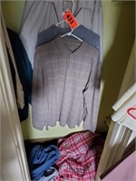 CONTENTS OF CLOSET IN BEDROOM - MENS CLOTHING