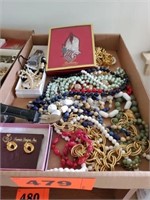 FLAT OF COSTUME JEWELRY ITEMS- BEADS NECKLACES