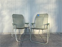 Lot of 2 Sage Green Vintage Lawn Chair