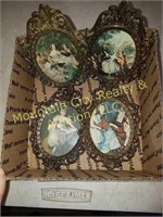 Box Lot of 4 Victorian Paintings- 3" Ovals