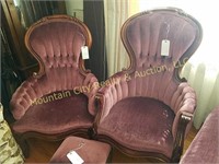 Rose Queen Anne Style Parlor Chairs