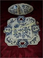 Two Blue Danube Serving Plates