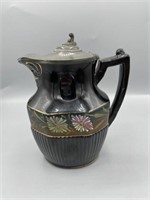 Victorian ceramic pitcher with pewter lid