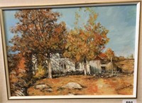 W. Wakefield, oil "Fall Country House" 9.5" x 13.5