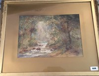H.M. Holly watercolour "Trees & Stream.