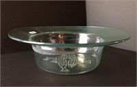 Unique Peter Powning glass bowl, 17.75" x 5.25"