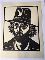 Herzl Kashetsky, woodcut/AP "Artist in Black Hat"