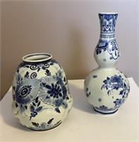 Two Delft, Holland pottery vases