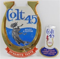 * (2) 1980's Colt 45 Embosograph Signs - New Old