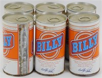 * 6 Vintage Billy Beer Cans