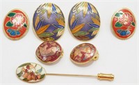 Vintage Cloisonné Jewelry including Stick Pin,