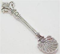 Antique Sterling Silver Salt Spoon with Shell