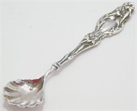 Antique Sterling Silver Master Salt Spoon - Shell