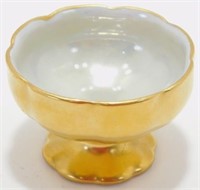 Antique Salt Cellar - Gold Porcelain with Iridize