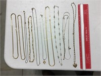 10 gold color chains, necklaces