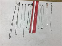 10 silver color chains, necklaces